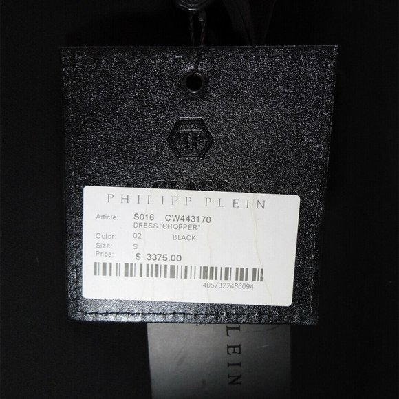 $3375 Philipp Plein Black Embellished Sleeveless Tuxedo 'Chopper' Dress Size S - Picture 9 of 10